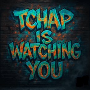 Graffiti on a wall Tchap is watching you